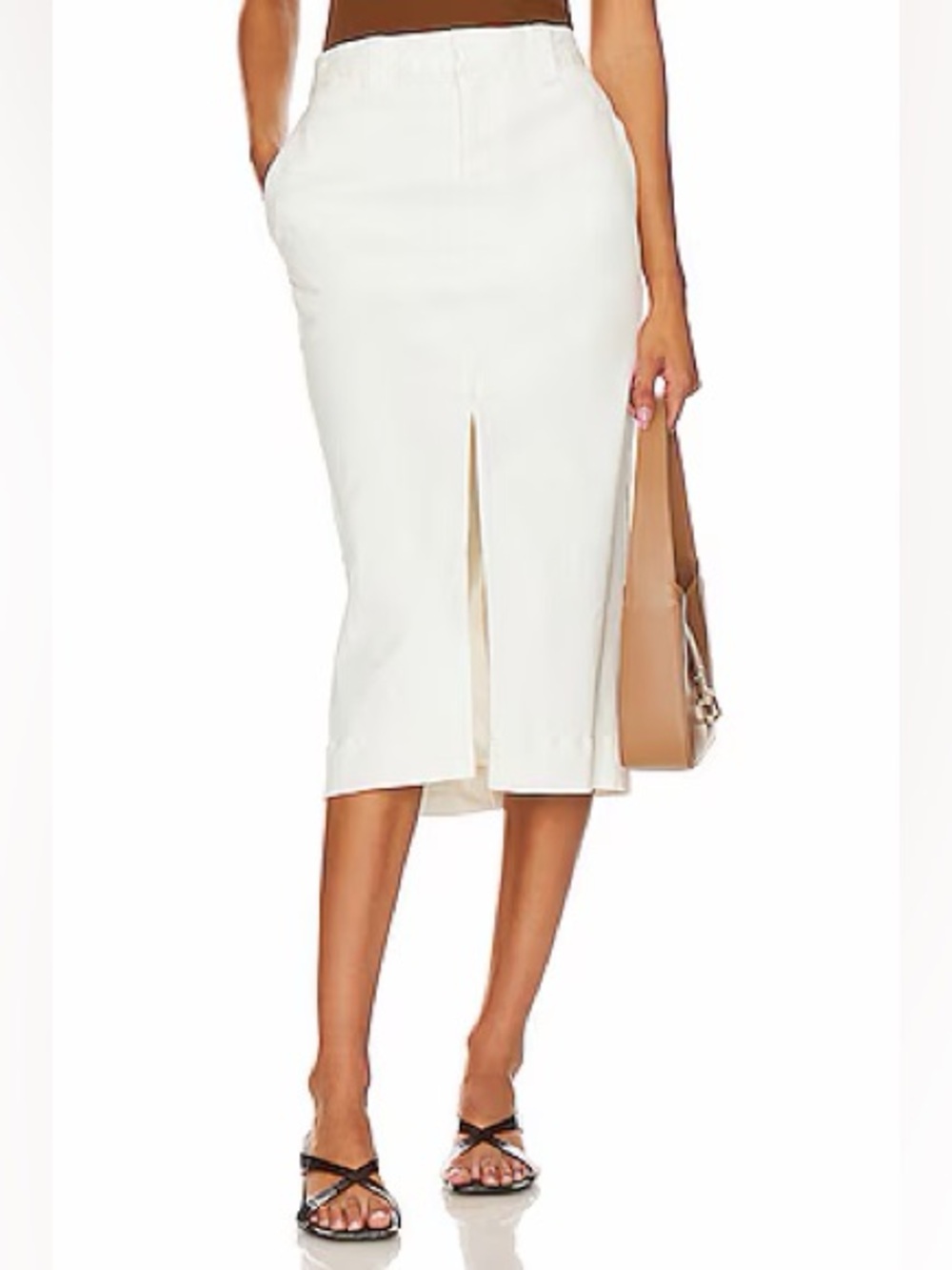 Enza Costa Soft Touch Slit Skirt in Undyed White